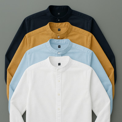 Long Sleeve Band Collar Shirt