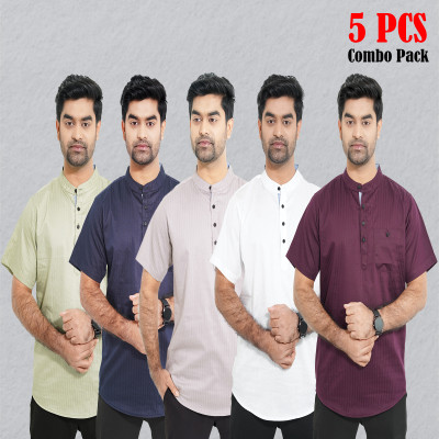 Cotton Stripe Fabrics Premium Quality Katua -White, Nevy Blue, Light Ash, Light Lemon & Purple.