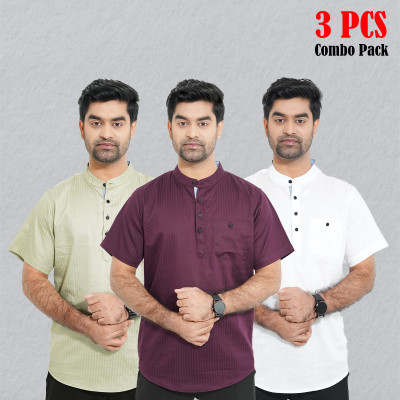 Cotton Stripe Fabrics Premium Quality Katua - White, Light Lemon & Purple.