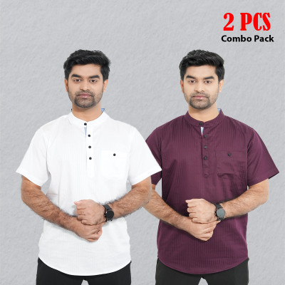 Cotton Stripe Fabrics Premium Quality Katua - Purple & White.