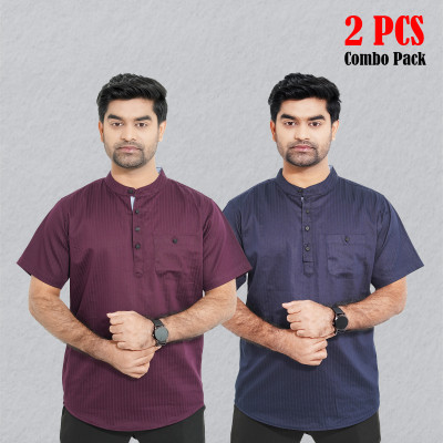 Cotton Stripe Fabrics Premium Quality Katua - Purple & Navy Blue