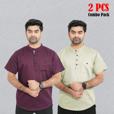 Cotton Stripe Fabrics Premium Quality Katua - Purple &  Lemon