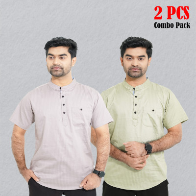 Cotton Stripe Fabrics Premium Quality Katua - Ash & Light Lemon.