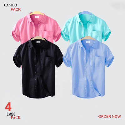 Premium Quality Short Sleeve Shirt _Pink_Black ,,Pest & Sky Blue