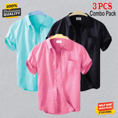 Premium Quality Short Sleeve Shirt _ Pink _Pest & Black