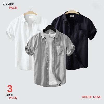 Premium Quality Short Sleeve Shirt _ White ,,Ash & Black