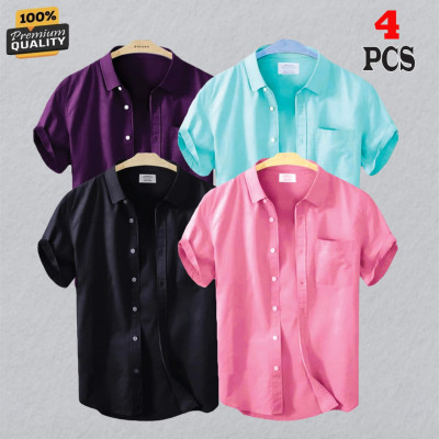 Premium Quality Short Sleeve Shirt _Black_Pink_Pest & Purpel