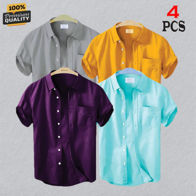 Premium Quality Short Sleeve Shirt _Ash_Kathali_Pest & Purpel