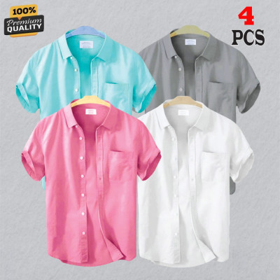 Premium Quality Short Sleeve Shirt _ Pest , Ash ,,Pink & White