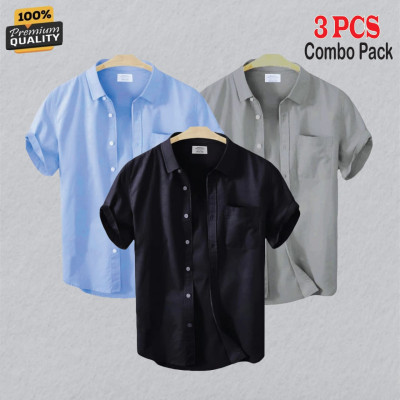 Premium Quality Short Sleeve Shirt _ Sky Blue ,,Ash & Black