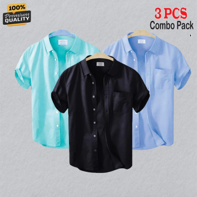 Premium Quality Short Sleeve Shirt _Pest ,,Sky Blue & Black