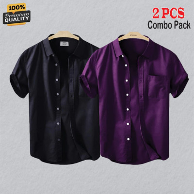 Premium Quality Short Sleeve Shirt _ Purpel & Black