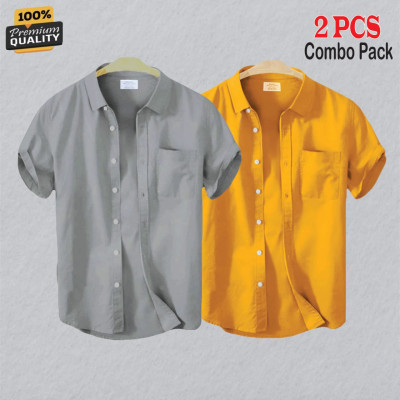 Premium Quality Short Sleeve Shirt _  Ash & Kathali