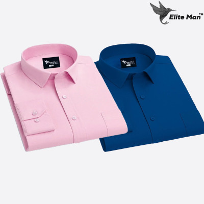 2 Pes Combo Premium Quality Formal Shirt - Pink & Teal.