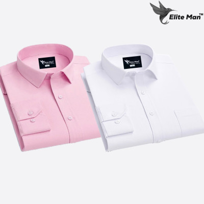 2 Pes Combo Premium Quality Formal Shirt - Pink & White.