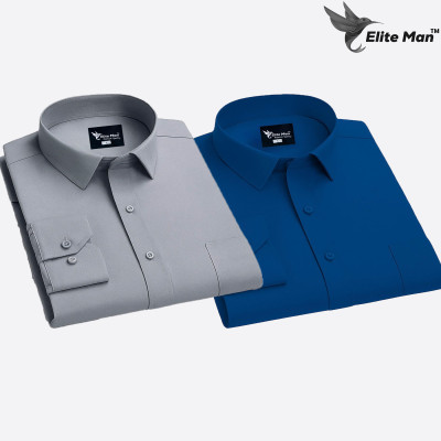 2 Pes Combo Premium Quality Formal Shirt - Ash & Teal.