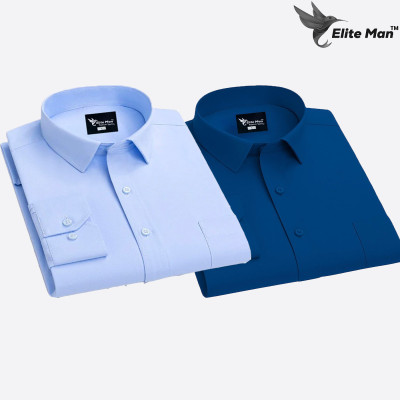 2 Pes Combo Premium Quality Formal Shirt - Sky Blue & Teal.