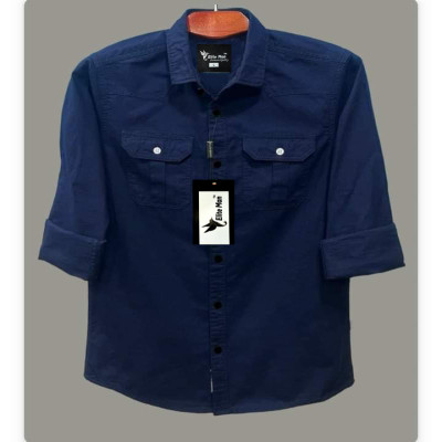 Premium Quality Double Pocket Shirt - Navy Blue