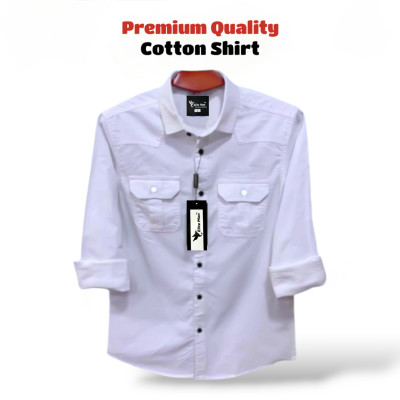 Premium Quality Double Pocket Shirt - White