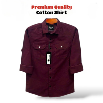 Premium Quality Double Pocket Shirt - Maroon
