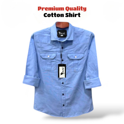 Premium Quality Double Pocket Shirt - Sky Blue.