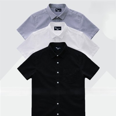 Premium Quality Short Sleeve Shirt _ White ,Black & Ash