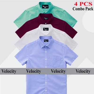 Oxford Cotton Febric Short Sleeve Shirt _Ash _Navy _White_ Sky