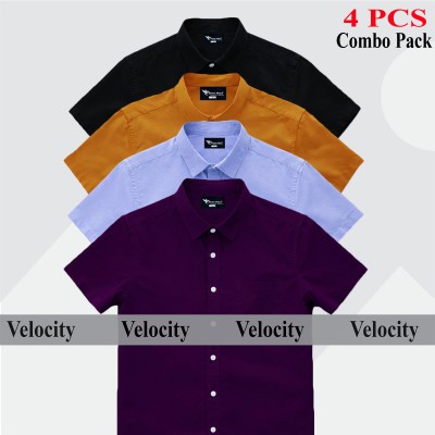 Oxford Cotton Febric Short Sleeve Shirt _Purpale _Kathali _Sky Blue, Black.