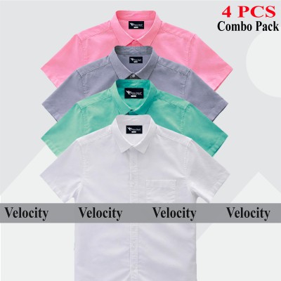 Oxford Cotton Febric Short Sleeve Shirt _White_ Pest_Ash _Pink.