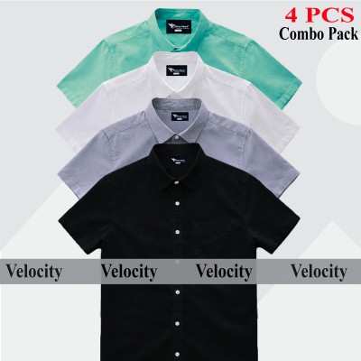 Oxford Cotton Febric Short Sleeve Shirt _Ash_Pest- White- Black.