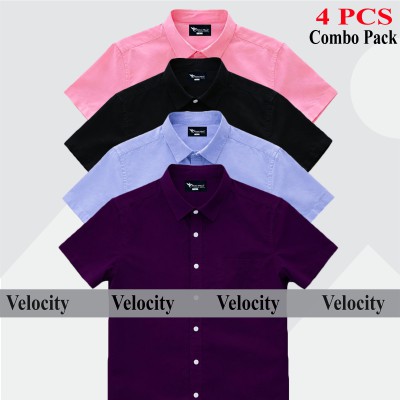 Oxford Cotton Febric Short Sleeve Shirt _Pink _Black _Purple _ Sky