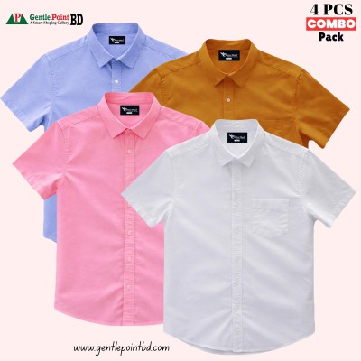 Premium Quality Short Sleeve Shirt _ Kathali ,White ,,Pink & Sky Blue.