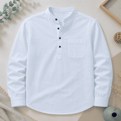 Oxford Cotton Fabrics Full Sleeve Katua For Men's_ White.