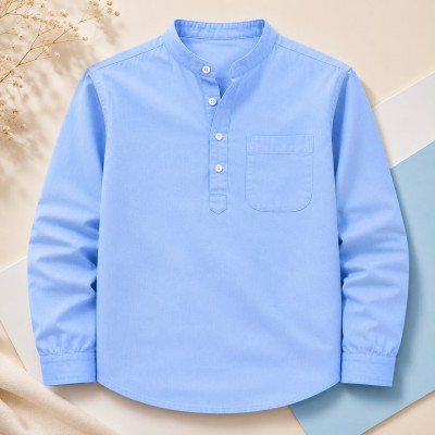 Oxford Cotton Fabrics Full Sleeve Katua For Men's_ Sky Blue.