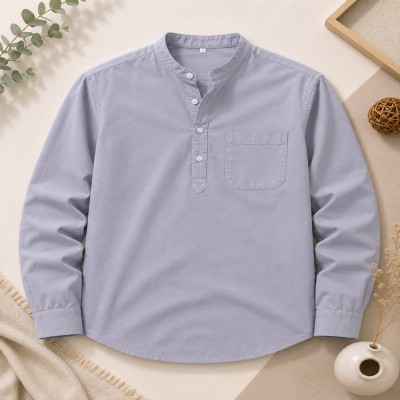 Oxford Cotton Fabrics Full Sleeve Katua For Men's_ Ash