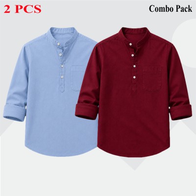 Oxford Cotton Fabrics Full Sleeve Katua For Men's_ Sky Blue,,Merun.