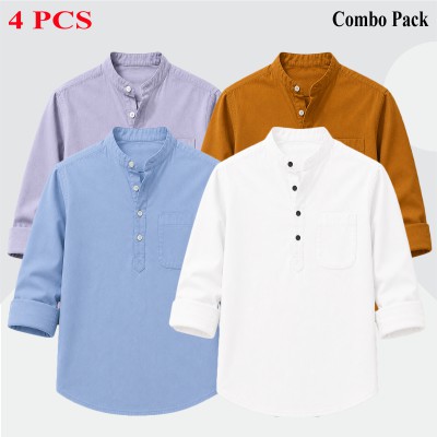 Oxford Cotton Fabrics Full Sleeve Katua For Men's_White & Sky Blue,,Ash,,Kathali.